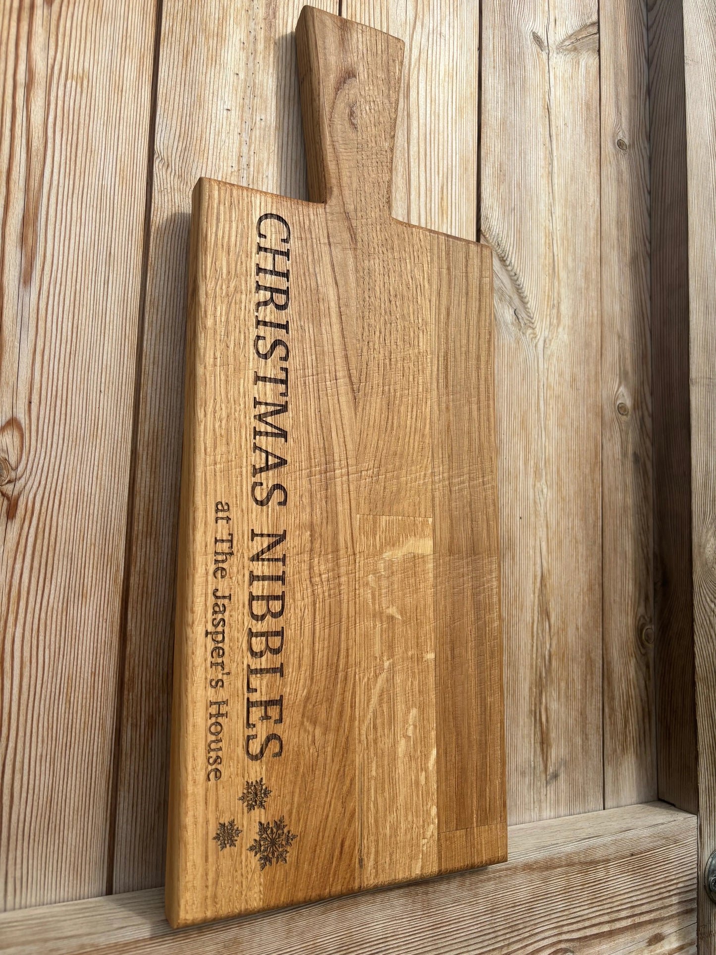 Personalised Block Oak Christmas Nibbles Paddle Board The Rolling Cow