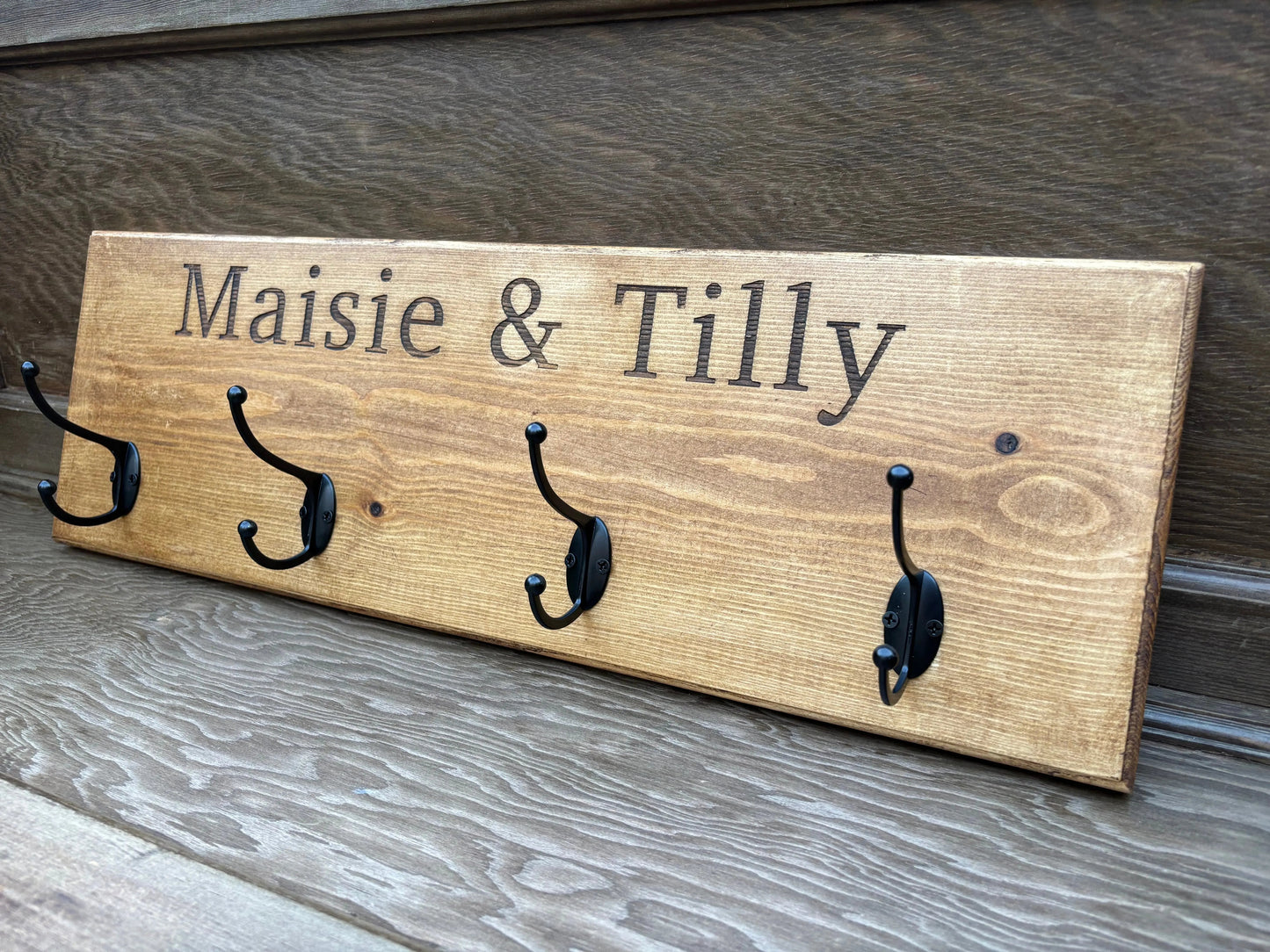 Personalised Wooden Engraved Hooks The Rolling Cow
