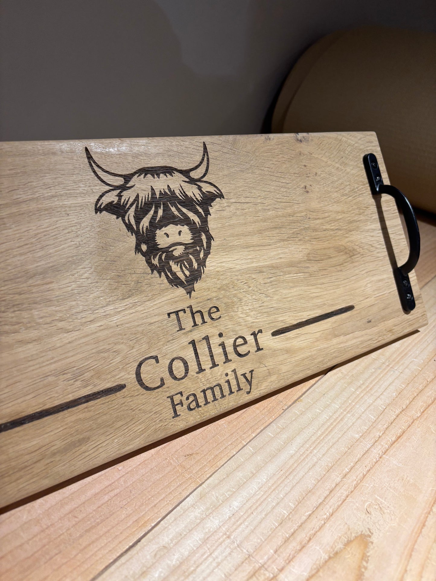 Personalised Oak Handle Serving Board The Rolling Cow