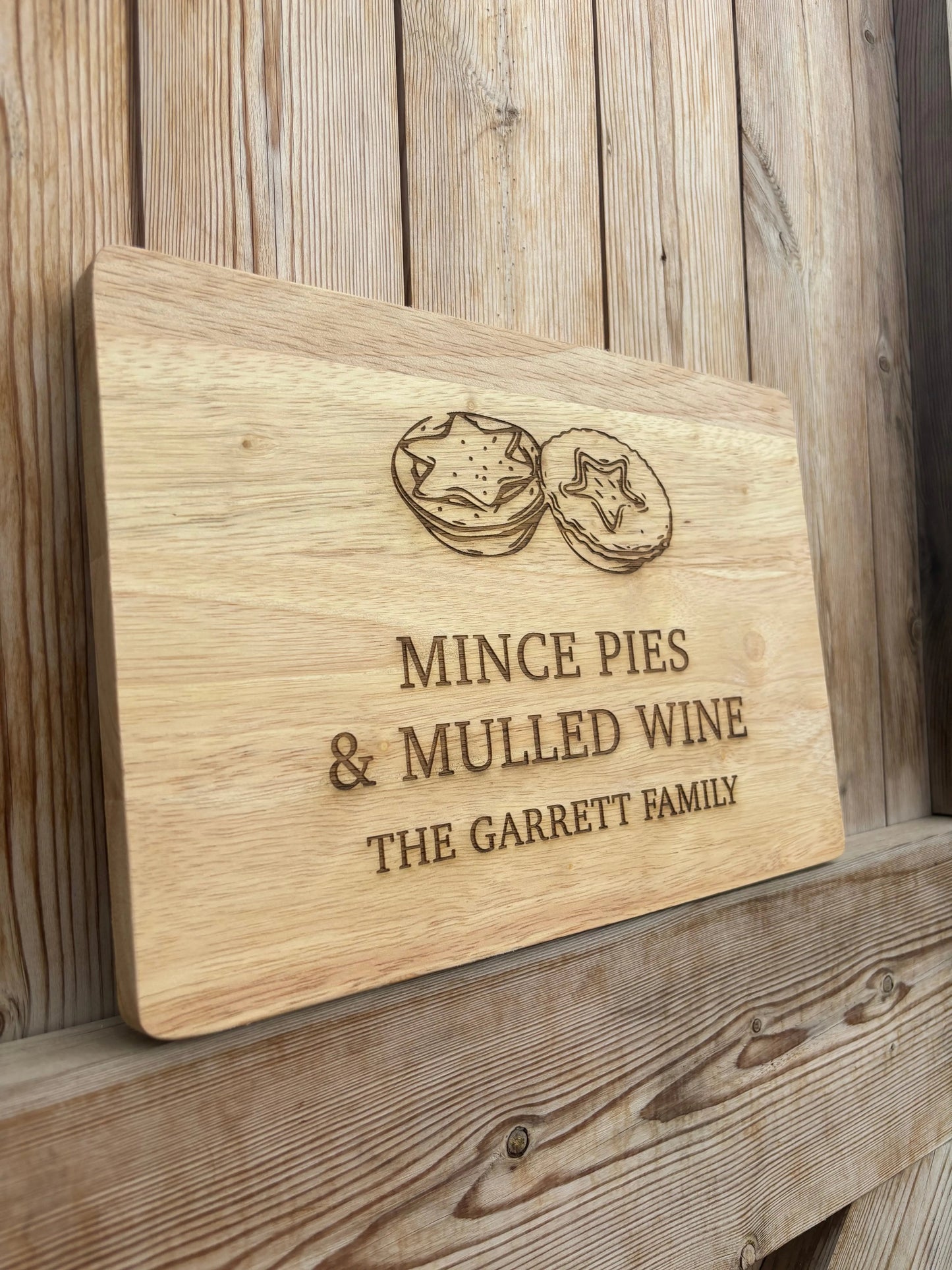 Personalised Christmas Mince Pie & Mulled Wine Chopping Board The Rolling Cow