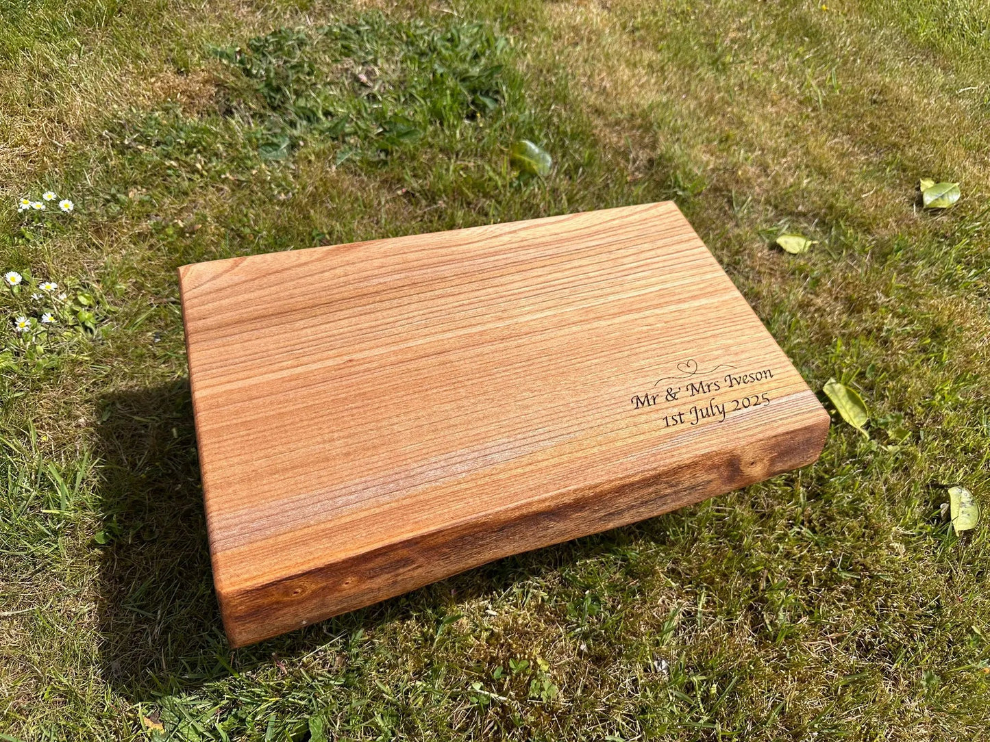 Engraved Solid Wood Live Edge Chopping Board The Rolling Cow