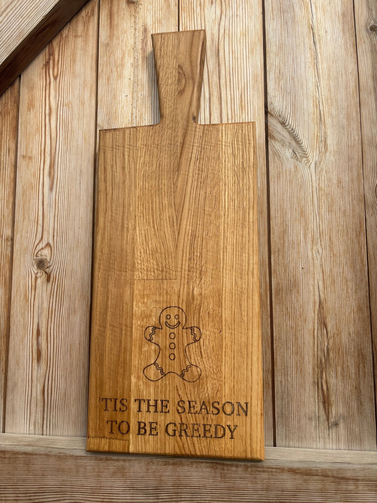 Personalised Block Oak Christmas ‘Tis The Season’ Paddle Board The Rolling Cow