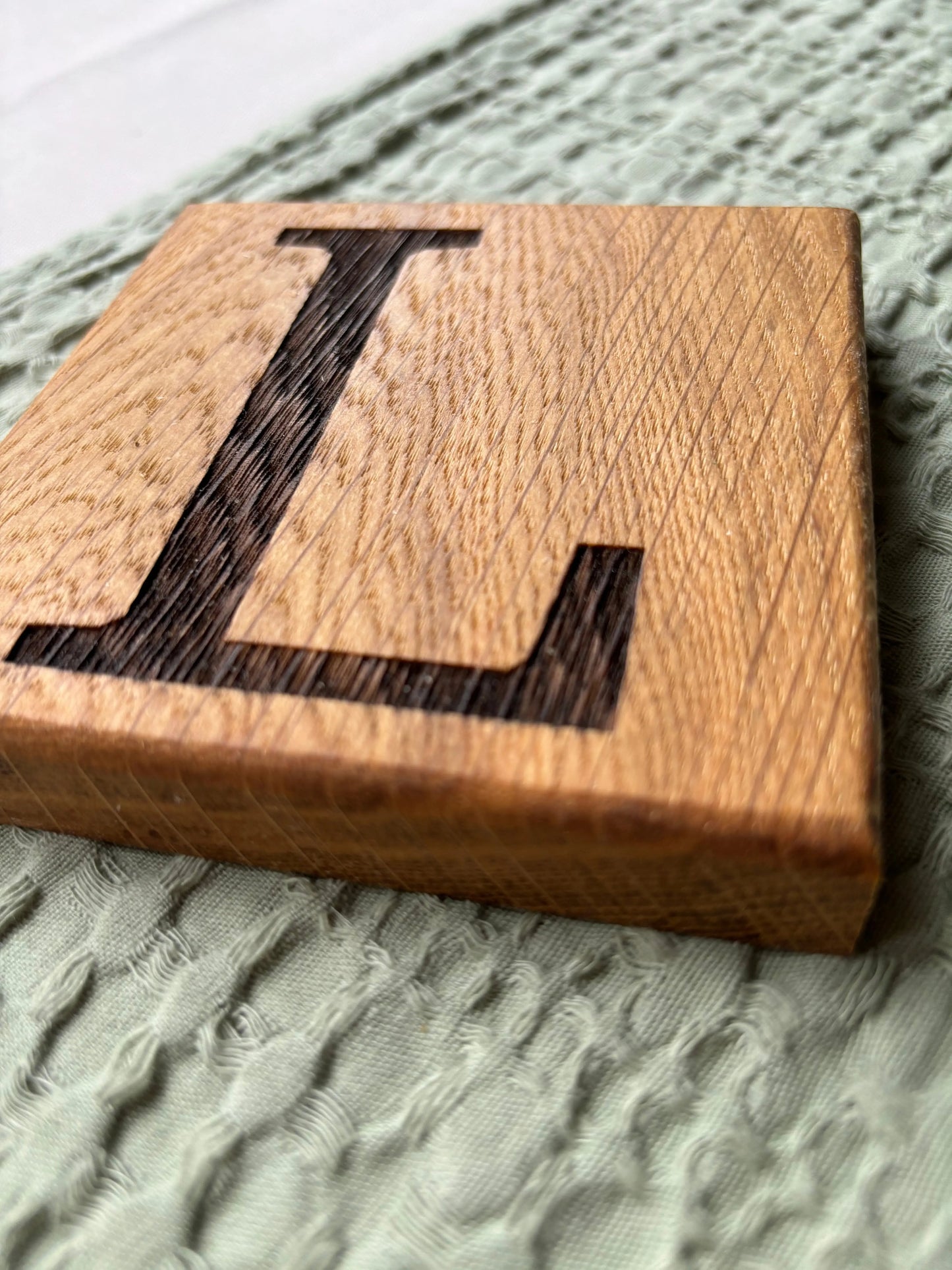 Oak Initial Coaster The Rolling Cow