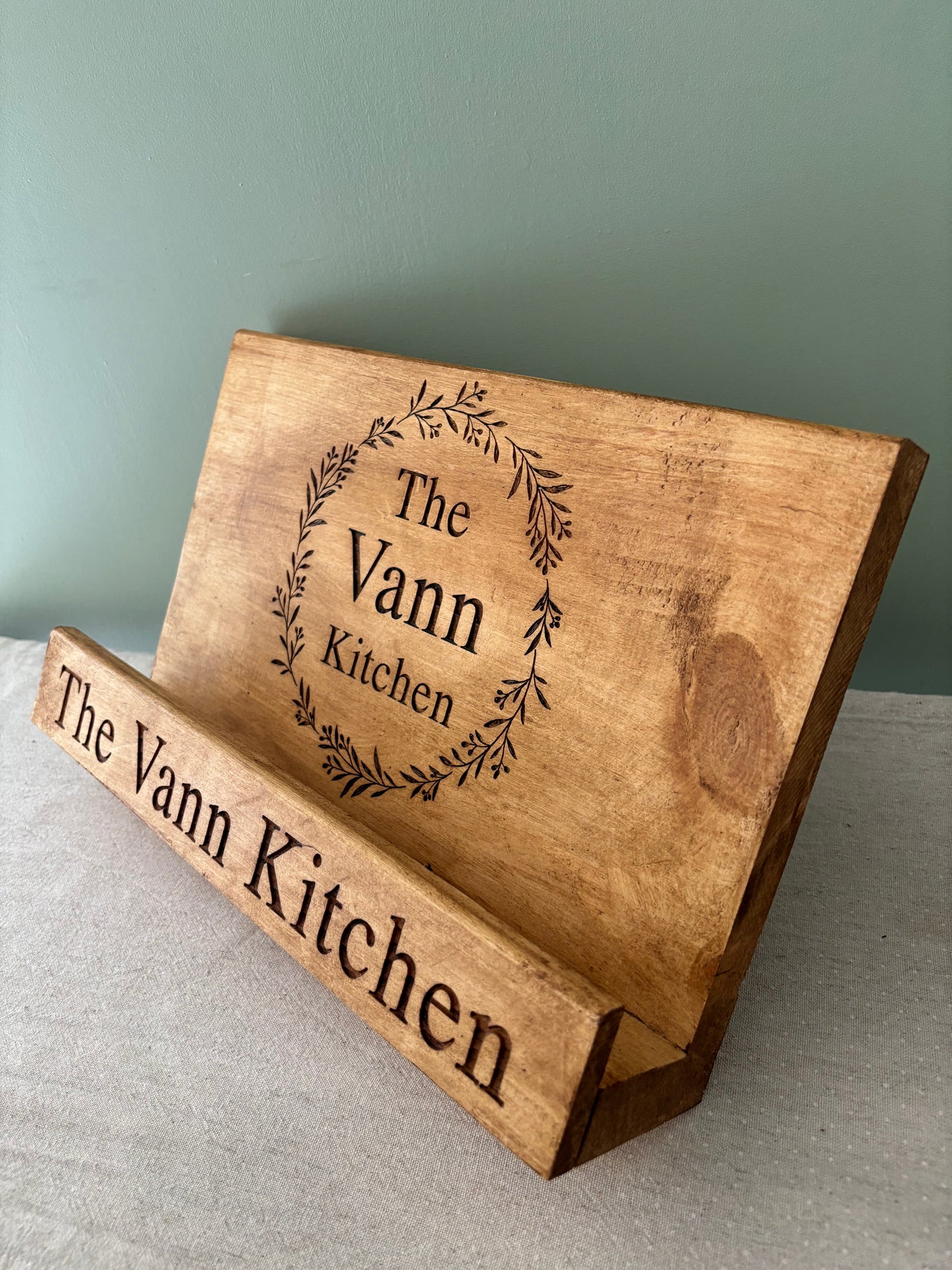 Engraved Wooden Cookbook Stand