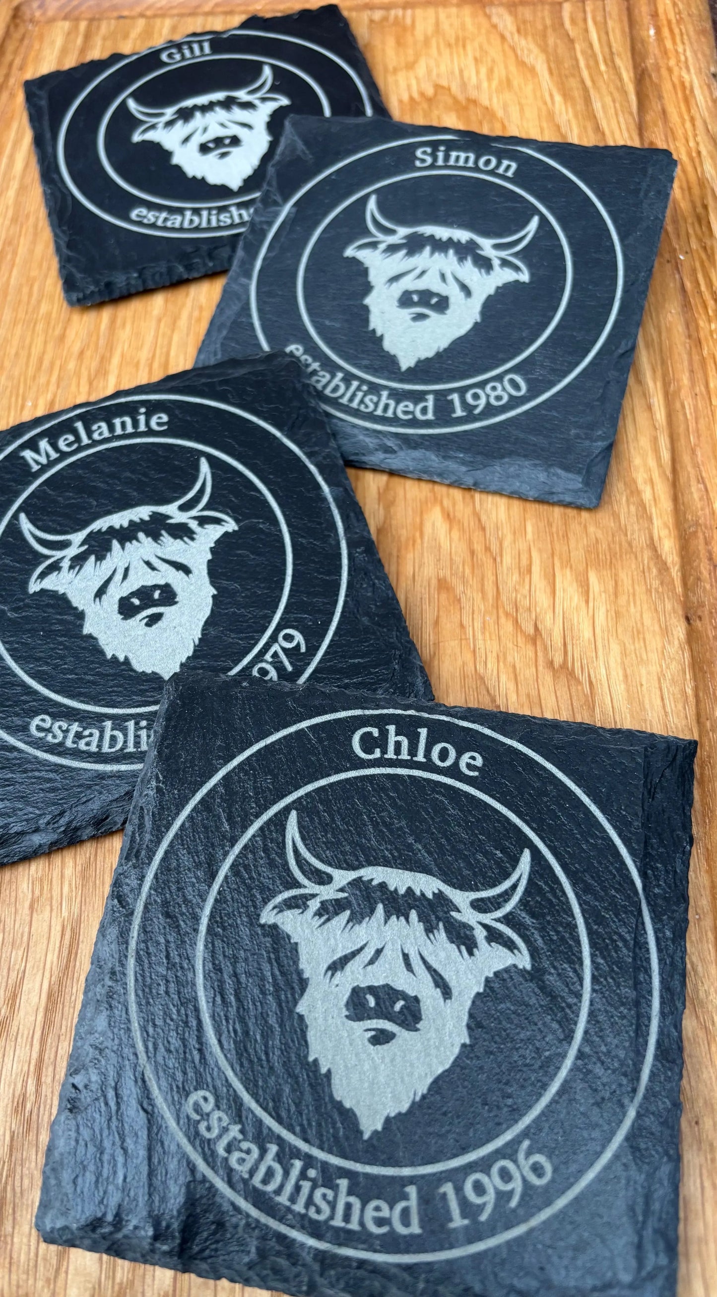 Slate Coaster Highland Cow Design The Rolling Cow