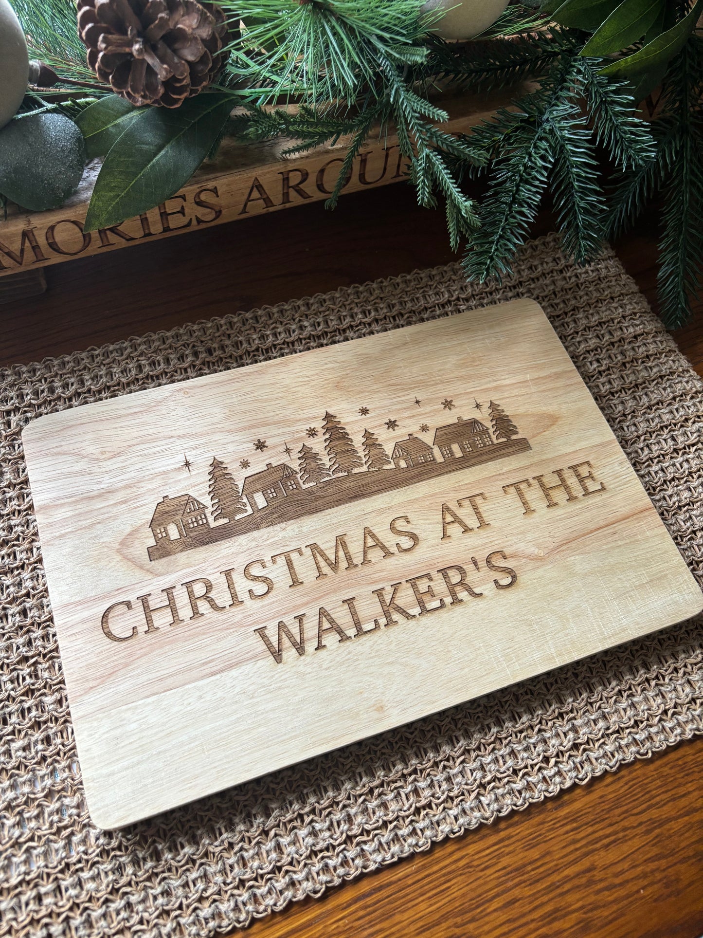 Personalised Christmas Scene Chopping Board