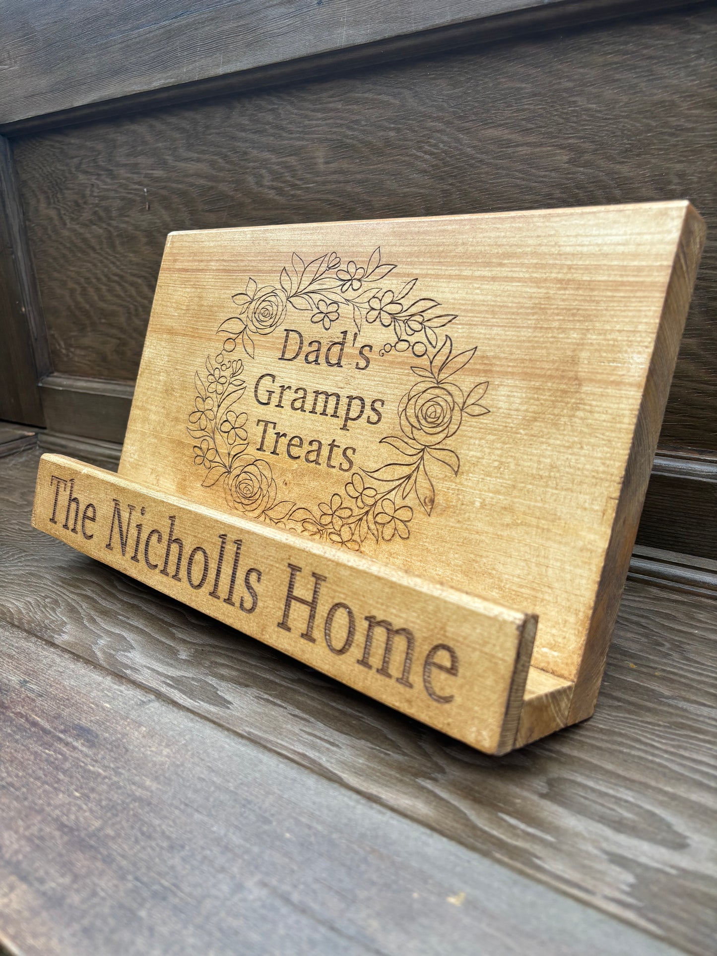 Engraved Wooden Cookbook Stand