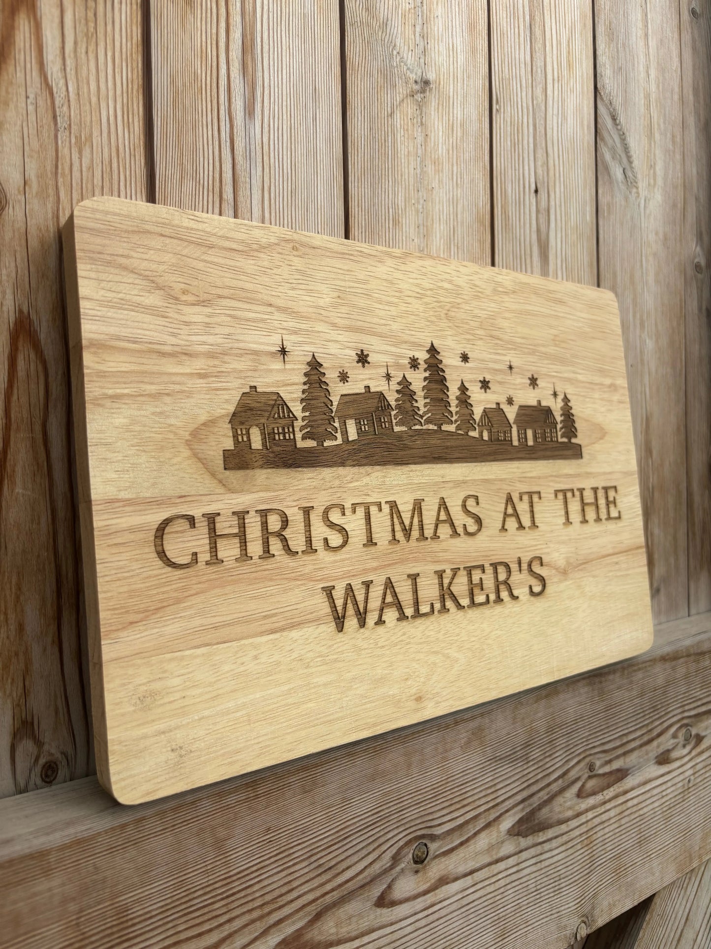 Personalised Christmas Scene Chopping Board The Rolling Cow