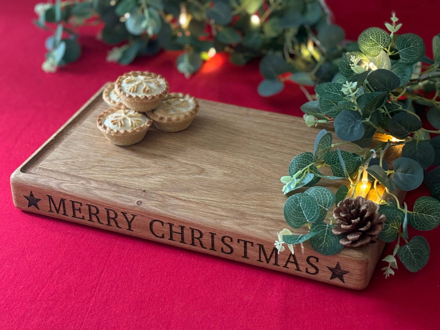 Engraved Solid Oak Christmas Chopping Board The Rolling Cow
