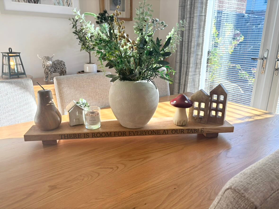 Engraved Oak Table Centrepiece