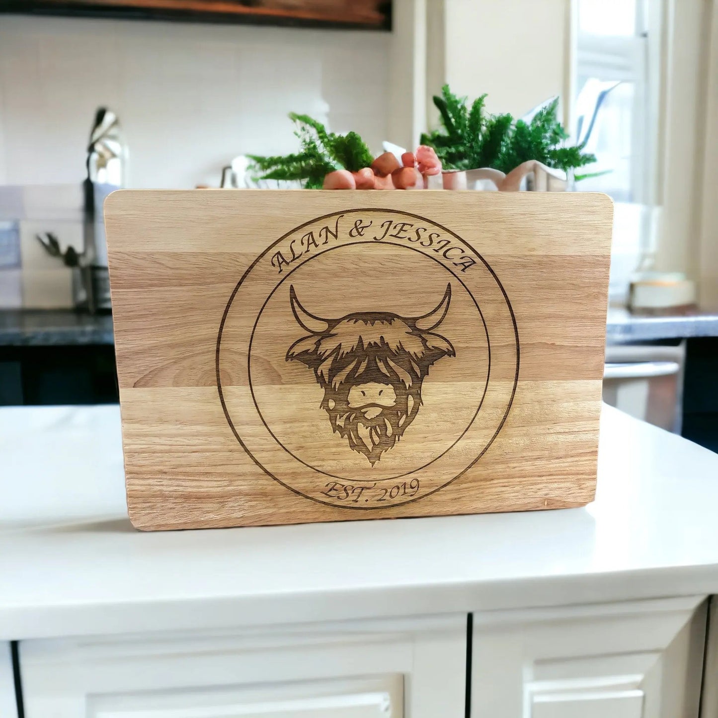 Highland Cow Personalised Chopping Board The Rolling Cow
