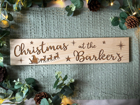 Personalised Family Sleigh Christmas Wooden Sign The Rolling Cow