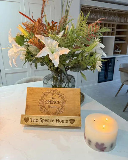 Engraved Wooden Cookbook Stand The Rolling Cow