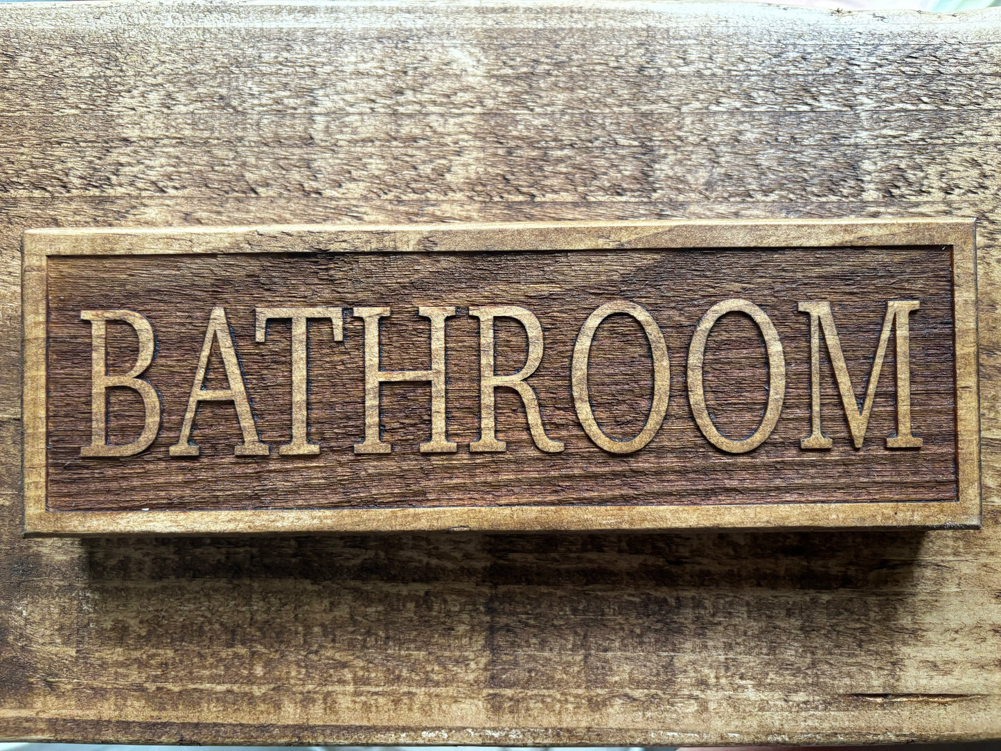 Wooden Engraved Bathroom Door Sign