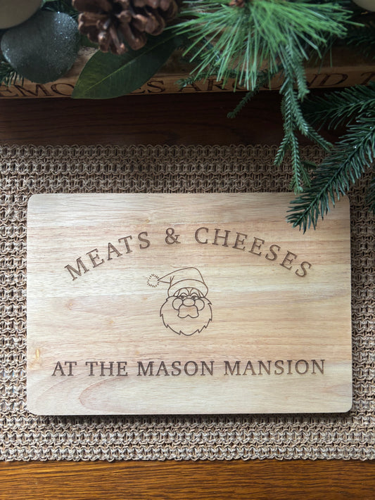 Personalised Meats and Cheese Christmas Cheeseboard Chopping Board