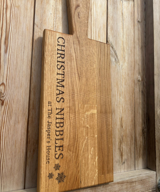 Personalised Block Oak Christmas Nibbles Paddle Board The Rolling Cow