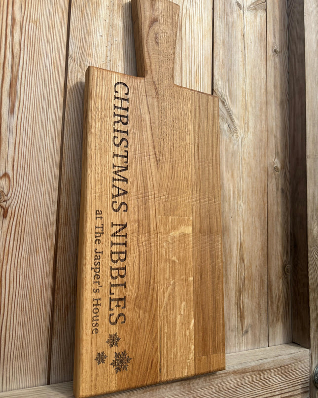 Personalised Block Oak Christmas Nibbles Paddle Board The Rolling Cow