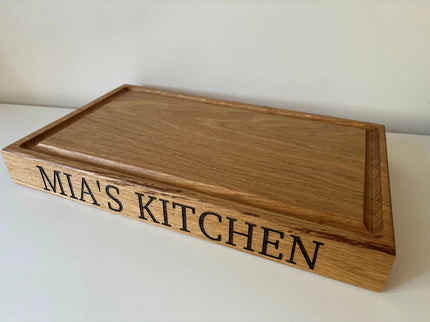 Engraved Solid Oak Wood Large Chopping Board The Rolling Cow