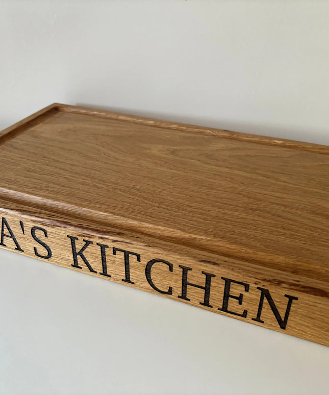Engraved Solid Oak Wood Large Chopping Board The Rolling Cow