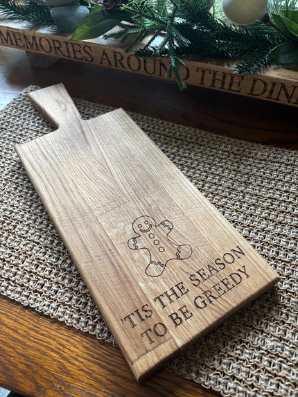 Personalised Block Oak Christmas ‘Tis The Season’ Paddle Board The Rolling Cow