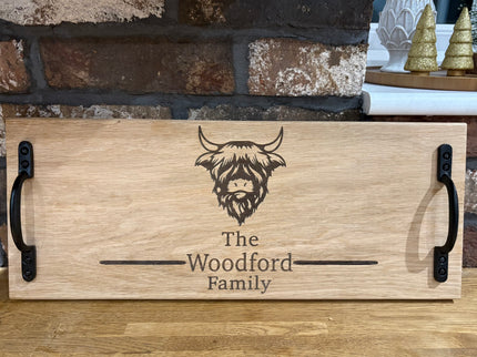 Personalised Oak Handle Serving Board The Rolling Cow