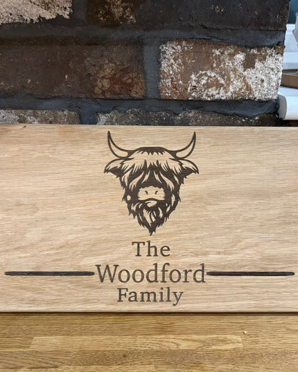 Personalised Oak Handle Serving Board The Rolling Cow