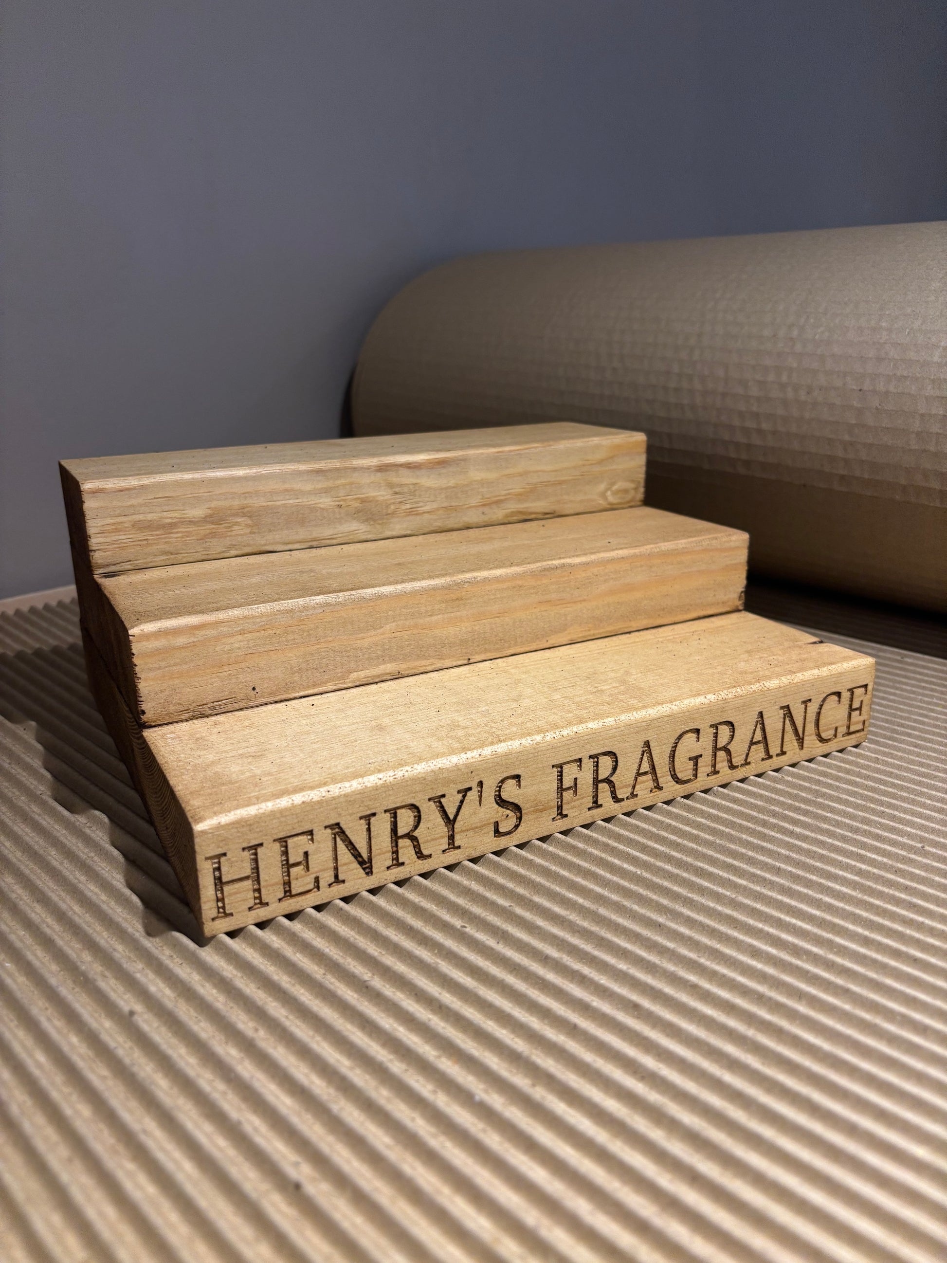 Engraved Perfume Aftershave Shelf Stand The Rolling Cow