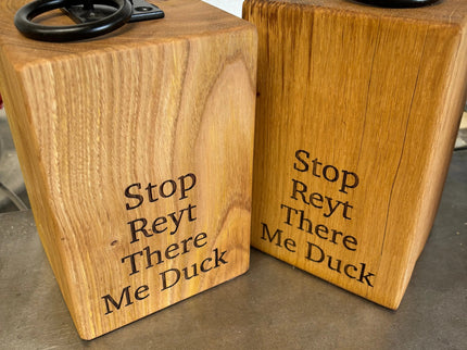 Engraved Oak Doorstop The Rolling Cow