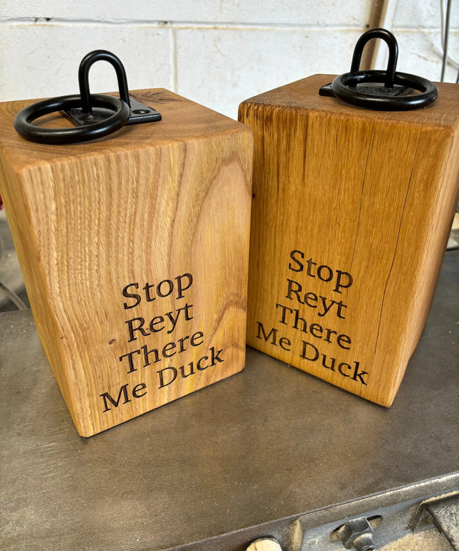 Engraved Oak Doorstop The Rolling Cow