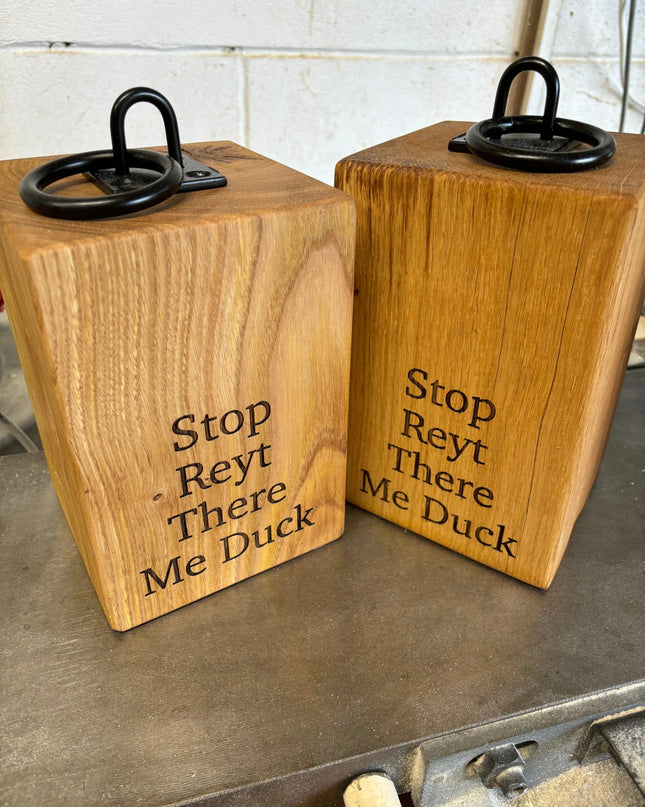 Engraved Oak Doorstop The Rolling Cow