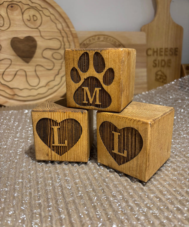 Engraved Wooden Stacking Block The Rolling Cow