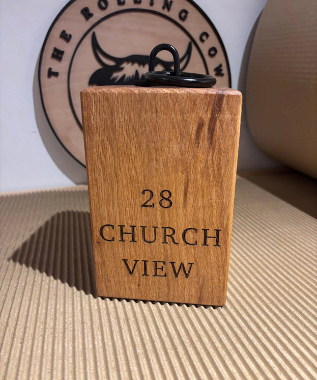 Engraved Oak Doorstop The Rolling Cow