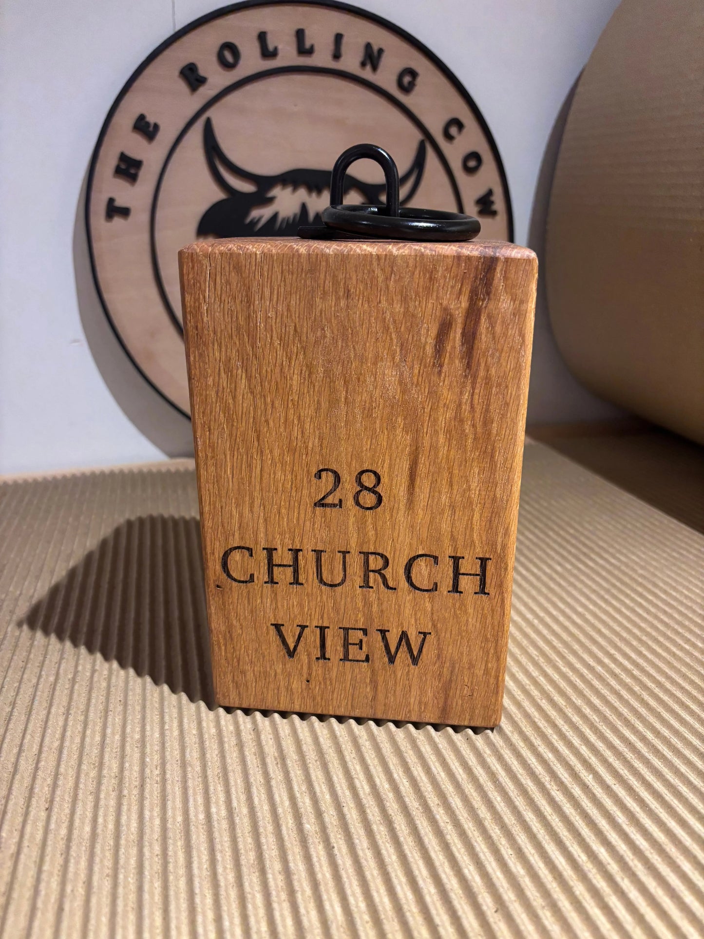 Engraved Oak Doorstop The Rolling Cow