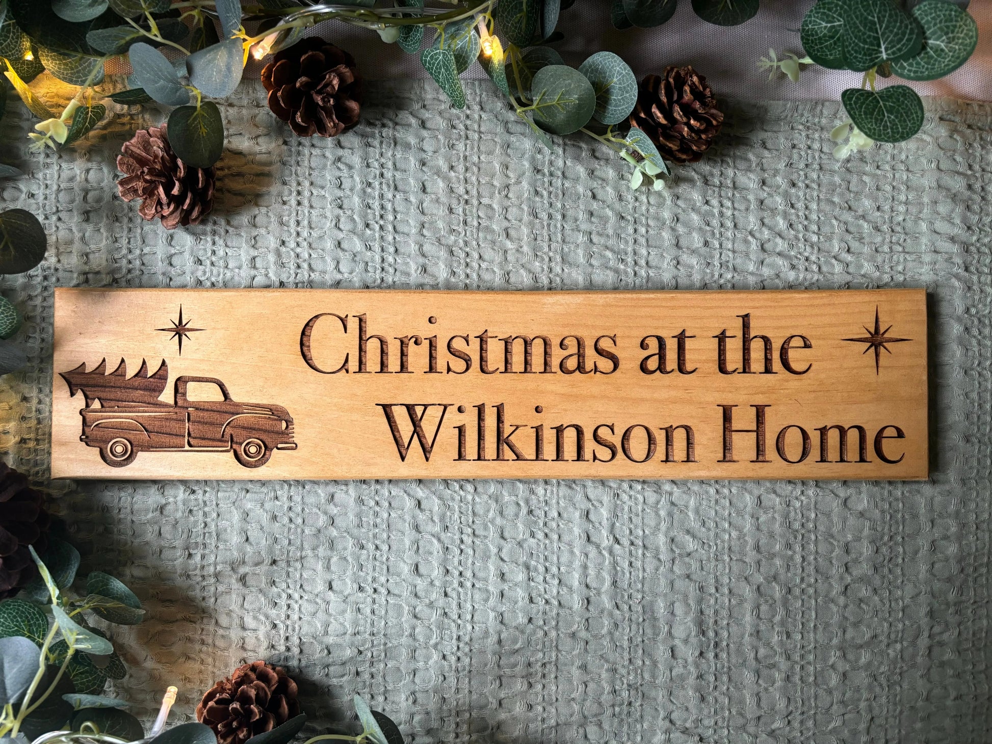 Personalised Family Driving Christmas Wooden Sign The Rolling Cow