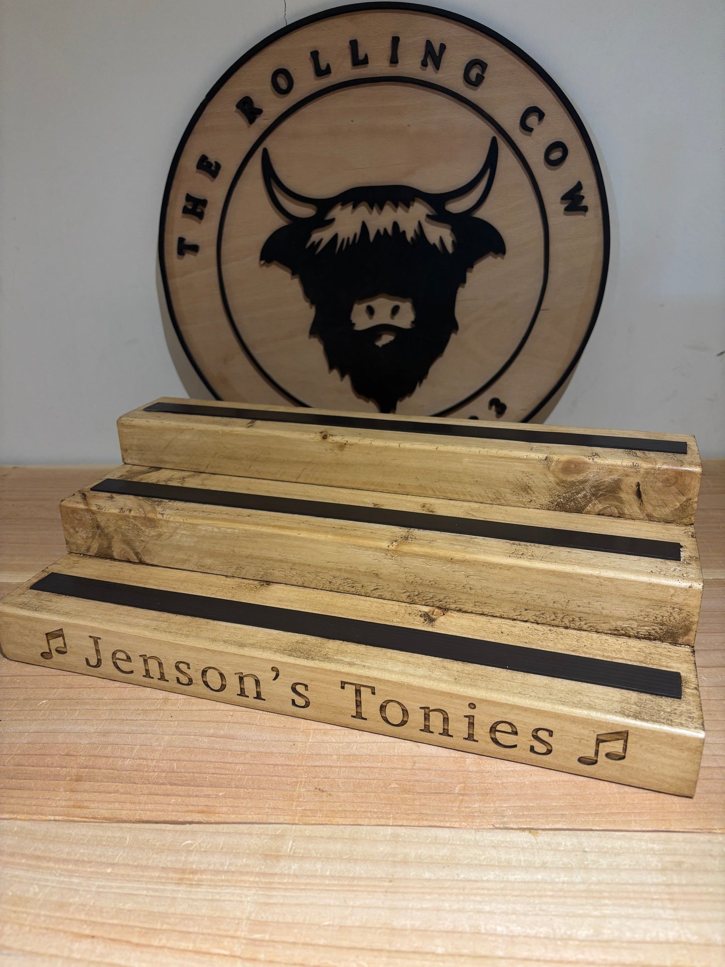 Large Engraved Tonies Character Shelf Stand The Rolling Cow