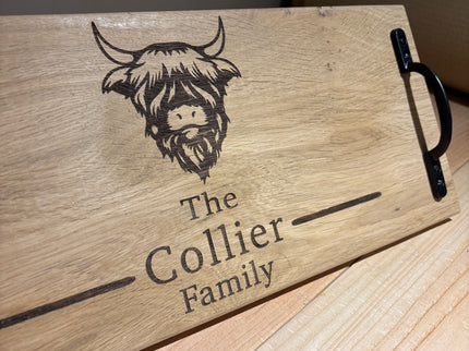 Personalised Oak Handle Serving Board The Rolling Cow