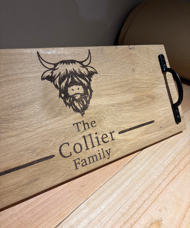 Personalised Oak Handle Serving Board The Rolling Cow