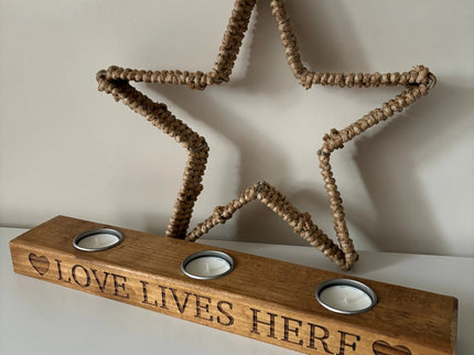 ‘Love Lives Here’ Tea Light Candle Holder The Rolling Cow