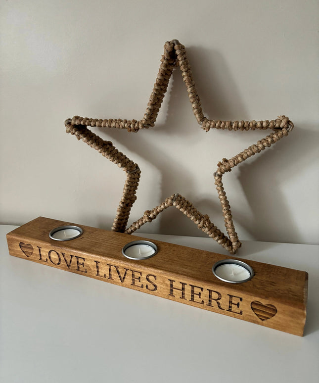 ‘Love Lives Here’ Tea Light Candle Holder The Rolling Cow