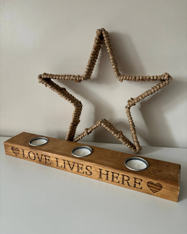 ‘Love Lives Here’ Tea Light Candle Holder The Rolling Cow