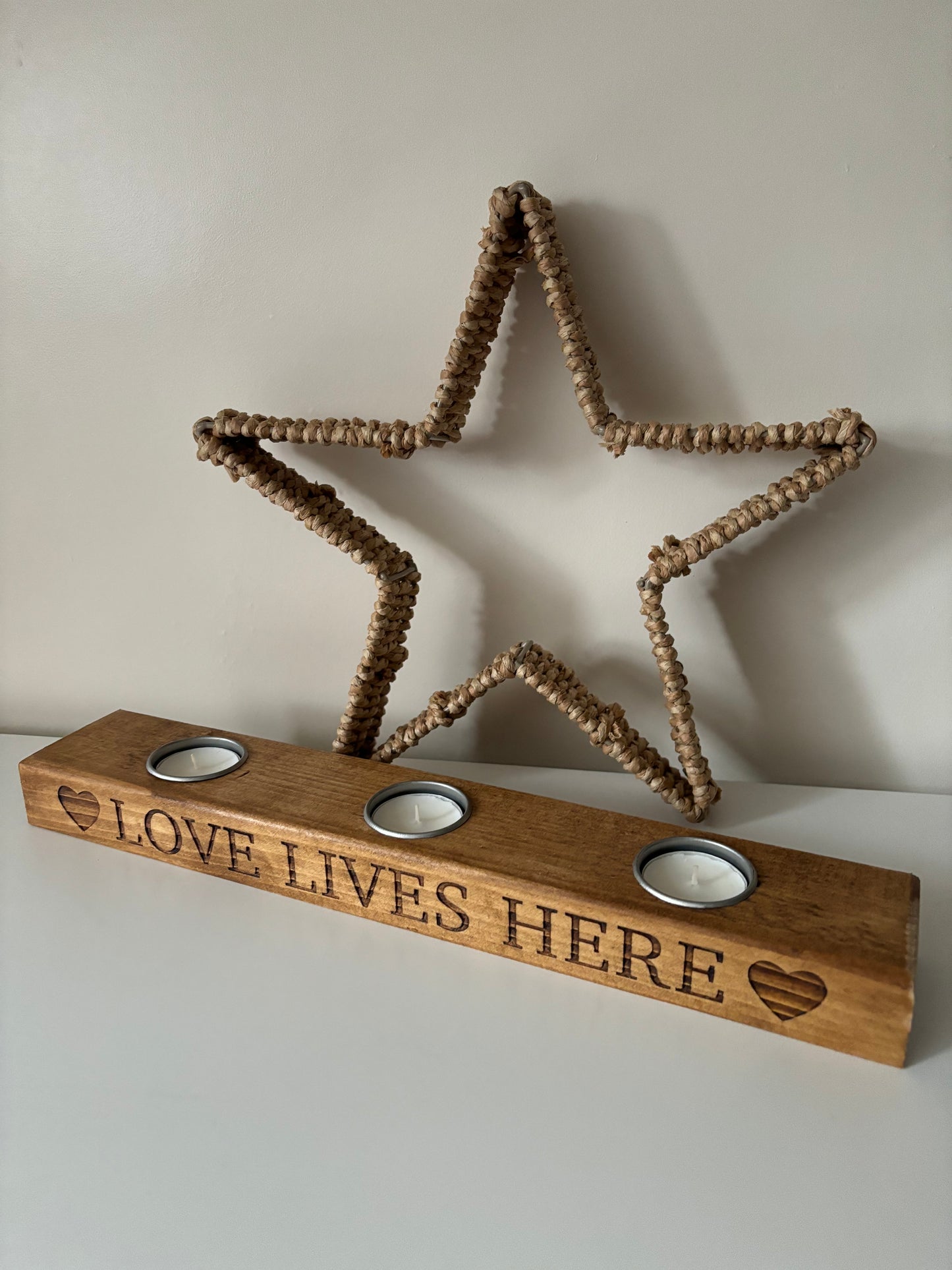 ‘Love Lives Here’s Tea Light Candle Holder