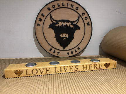 ‘Love Lives Here’ Tea Light Candle Holder The Rolling Cow