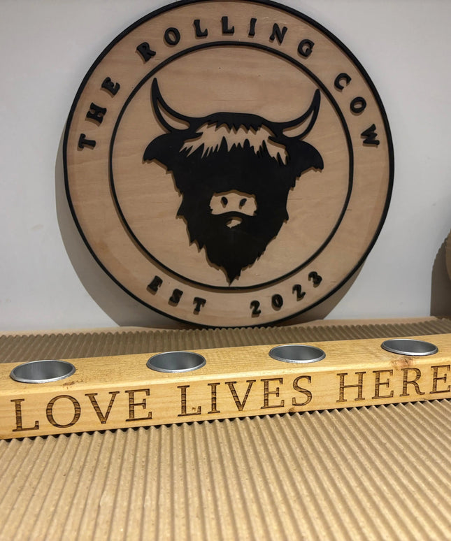 ‘Love Lives Here’ Tea Light Candle Holder The Rolling Cow