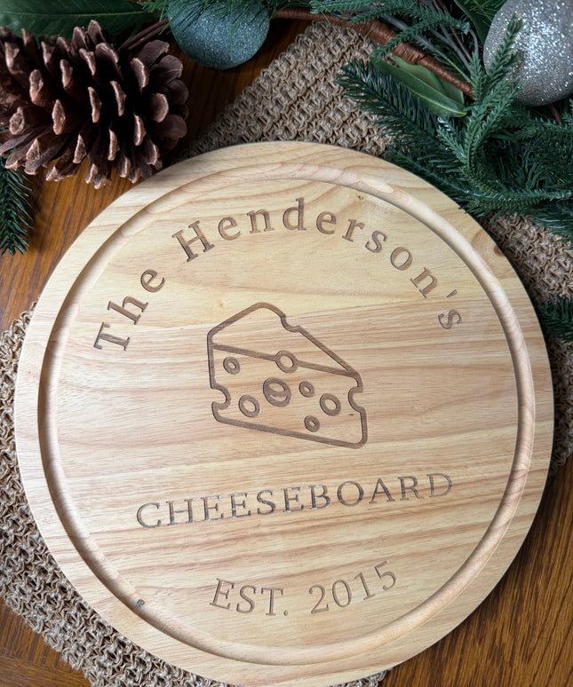 Personalised Round Christmas Cheeseboard