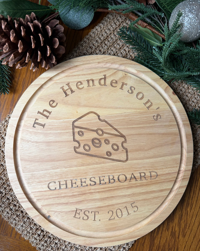 Personalised Round Christmas Cheeseboard
