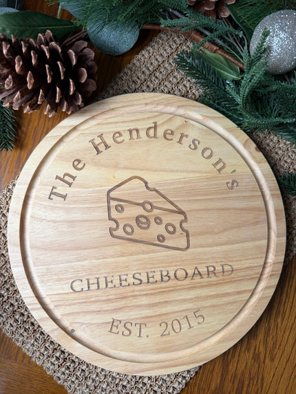 Personalised Round Christmas Cheeseboard