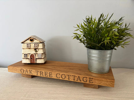 Engraved Oak Table Centrepiece The Rolling Cow
