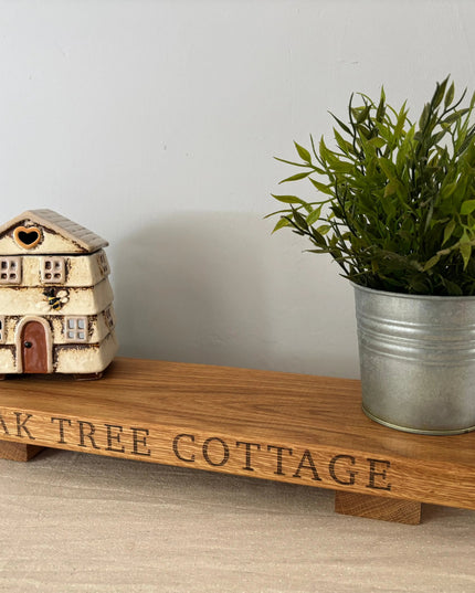 Engraved Oak Table Centrepiece The Rolling Cow