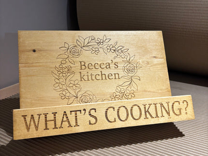 Engraved Wooden Cookbook Cook Book Stand The Rolling Cow