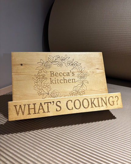 Engraved Wooden Cookbook Cook Book Stand The Rolling Cow